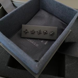 APM COLLECTION ARCHI NOIR Studs Set - Black Silver